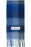 Acne Studios Синий мохеровый клетчатый шарф - фото