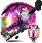 Шлем мотоциклетный CYYFULE-888 Bluetooth, розовый - фото