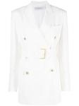 Golden Goose двубортный блейзер с поясом, белый - фото