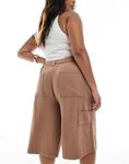 Длинные шорты с вставками ASOS DESIGN Curve цвета мокко, стираные - фото 4