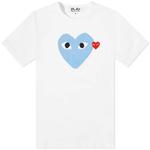 Синяя футболка с двумя сердцами Comme Des Garcon, белый - фото