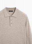Джемпер-Поло из шерстяной смеси Massimo Dutti, песочный - фото 4
