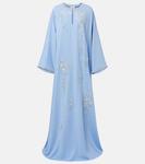 Кафтан из крепа с декоративными элементами Carolina Herrera, Celeste Multi - фото