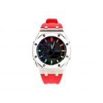 Часы Casio G-Shock Analog-Digital 2100 Series, арт. GA-2100-1A1, 44 мм, красный/серебристый/черно-радужный - фото