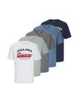 Футболка Jack & Jones T-Shirt 'Logo' 5er Pack, синий - фото