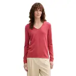 Свитер Tom Tailor Front Logo Coin v neck, красный - фото