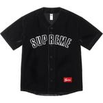 Supreme Бейсбольная джерси из вельвета, Black - фото