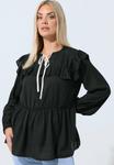 Блуза Yours Clothing TIE NECK, Black/Anthracite - фото