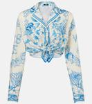 Кроп-топ Underwater Barocco Versace, Eggshell+Bright DV Blue - фото