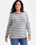 Длинный свитер Legacy Strip Plus Size Style & Co, серый - фото