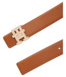 Ремень женский Tommy Hilfiger кожаный двухсторонний с монограммой, коричневый - фото 2