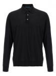 Футболка-поло Kiton из шерсти с длинными рукавами, черный - фото