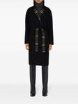 Burberry двустороннее пальто-халат из шерсти в клетку, черный - фото 2