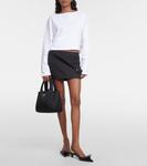 Хлопковый джерси кроп-топ с логотипом Prada, белый - фото 2