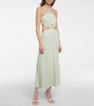 Платье макси из ребристой ткани с вырезом Christopher Esber, Mint - фото 2