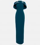 Украшенное платье из крепа SAFIYAA, синий - фото