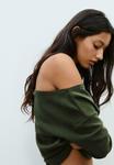 Толстовка Stradivarius SOFT-TOUCH EXPOSED SHOULDER, Dark Green - фото 3