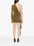 Мини-платье на одно плечо с драпировкой Alex Perry, зеленый - фото 4