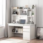 Стол 100 см с полкой Naijia, компьютерный, письменный, для учебы и офиса, теплый белый - фото