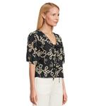 Топ CeCe Embrodiery Short Sleeve Open Tie Front Top, Night Shade - фото 2