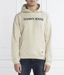 Толстовка мужская Tommy Jeans базовая с надписью, бежевый - фото