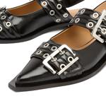 Женские балетки с пряжкой Ganni, черный - фото 4