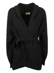 Кардиган с капюшоном и поясом Drumohr, черный - фото