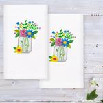 Linum домашний текстиль, деревенский букет, роскошные вышитые турецкие хлопковые полотенца для рук, набор из 2 упаковок, белый - фото