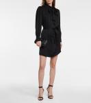 Атласное мини-платье-рубашка Эвелин Velvet, черный - фото 2
