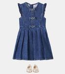 Джинсовое платье с бантом Self-Portrait Kids, синий - фото 2