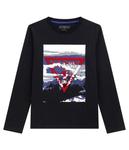 Лонгслив Guess Regular Fit с принтом, черный / белый / синий - фото