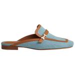 Тапочки женские Hermes, голубой/коричневый - фото 2