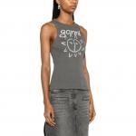 Рибленый топ Sun print GANNI, серый - фото 4