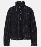 Полосатый твидовый пиджак Sacai, черный - фото