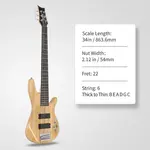 Бас-гитара Glarry Burlywood GIB полноразмерная, 6 струн, с хамбакерами HH - фото 10