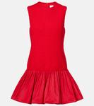 Мини-платье из твида и фая Patou, Scarlet Red - фото