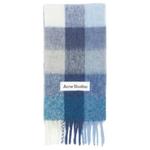 Acne Studios Шарф в клетку с нашивкой-логотипом, Indigo/Gray/Light Blue - фото 2