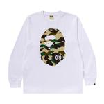 Футболка BAPE 1st Camo Big Ape Head Long-Sleeve Tee, White/Yellow - фото