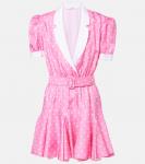 Мини-платье из шелкового твила в горошек Rodarte, розовый - фото