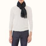 Вязаный шарф мужской морской HERMES, синий - фото 3