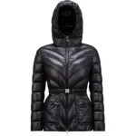 Argenno Belted Down Jacket Moncler, черный - фото 2