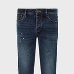 Расписные джинсы slim cut EMPORIO ARMANI, темно-синий - фото 4