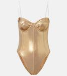 Боди без бретелек Norma Kamali, золотой - фото