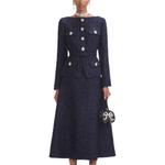 Вязаное платье миди с баской Self-portrait, синий - фото 3