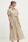 Льняное платье Answear.Lab, бежевый - фото