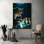 Картина на холсте Hustling Sharks Chess Cat, коричневый - фото 3