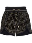 Balmain monogram running shorts, черный - фото