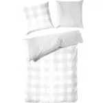 Постельное белье Primera «Basic Percale» в современном клетчатом дизайне, белый/серый - фото