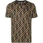 Футболка с принтом Monogram FENDI, коричневая - фото