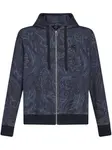 Худи на молнии с принтом пейсли ETRO, синий - фото